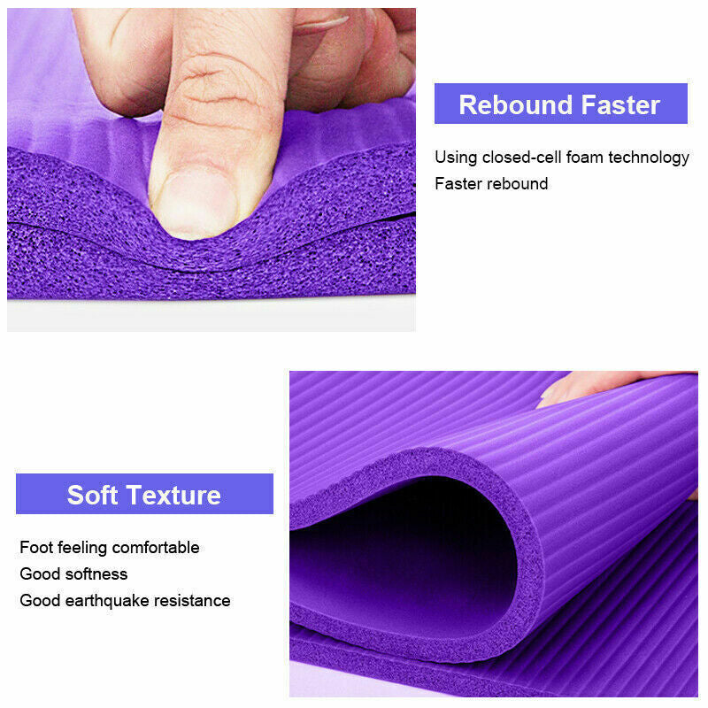 61 X 183CM YOGA MAT 15MM THICK GYM EXERCISE FITNESS PILATES WORKOUT MAT NON SLIP