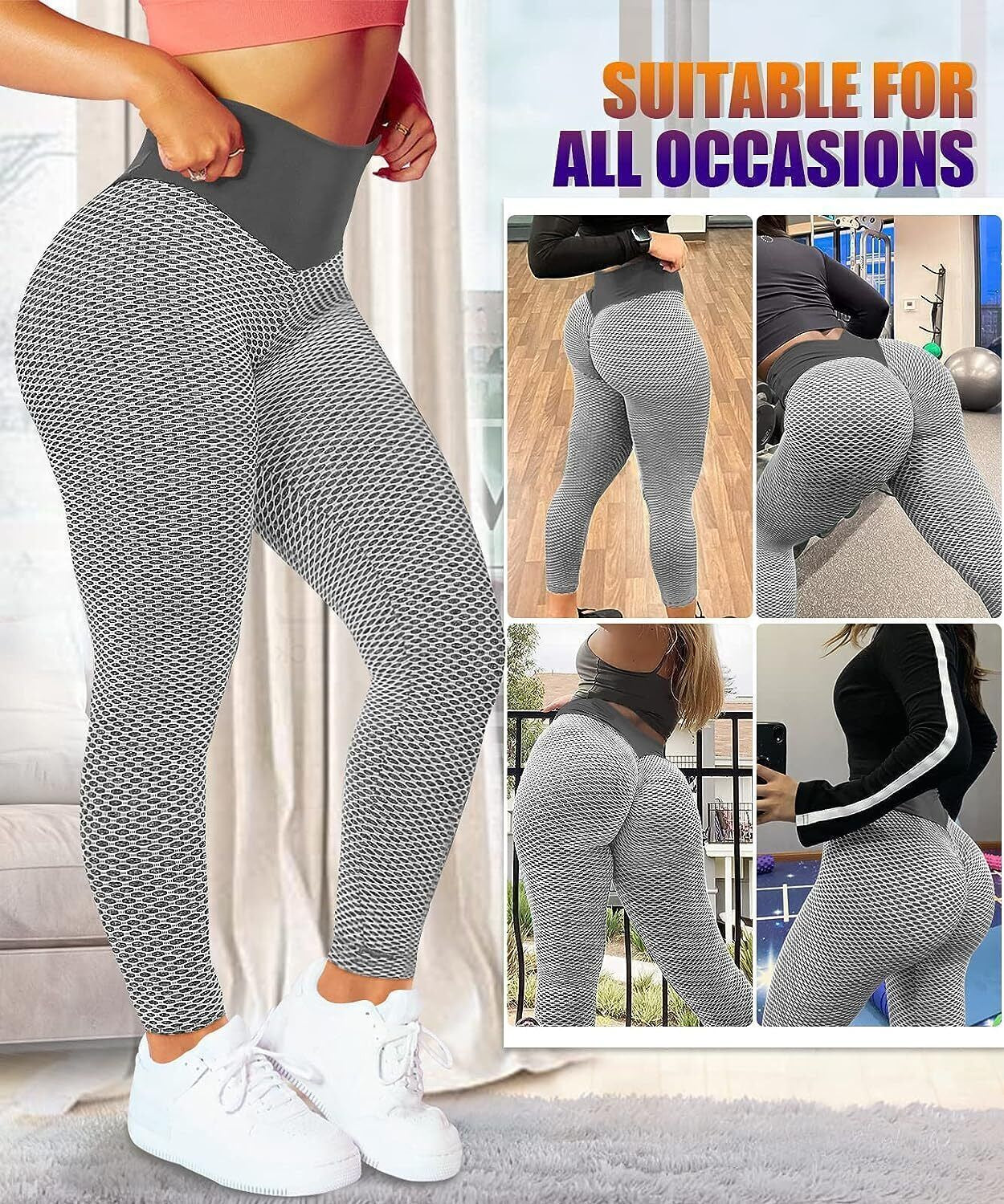 Women Yoga Pant Anti-Cellulite Bum Butt Leggings Push up Gym Leggings Pants UK