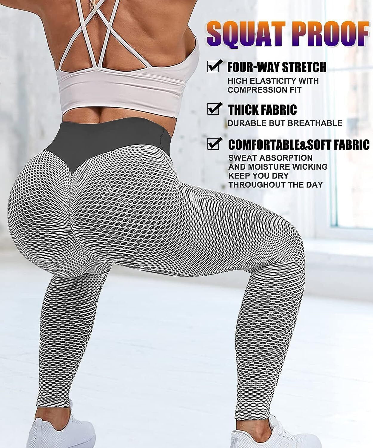 Women Yoga Pant Anti-Cellulite Bum Butt Leggings Push up Gym Leggings Pants UK