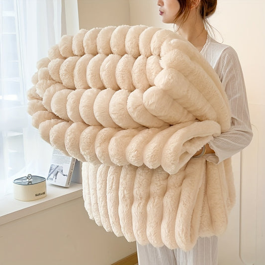 Luxurious Faux Rabbit Fur Throw Blanket - Soft, Warm & Cozy