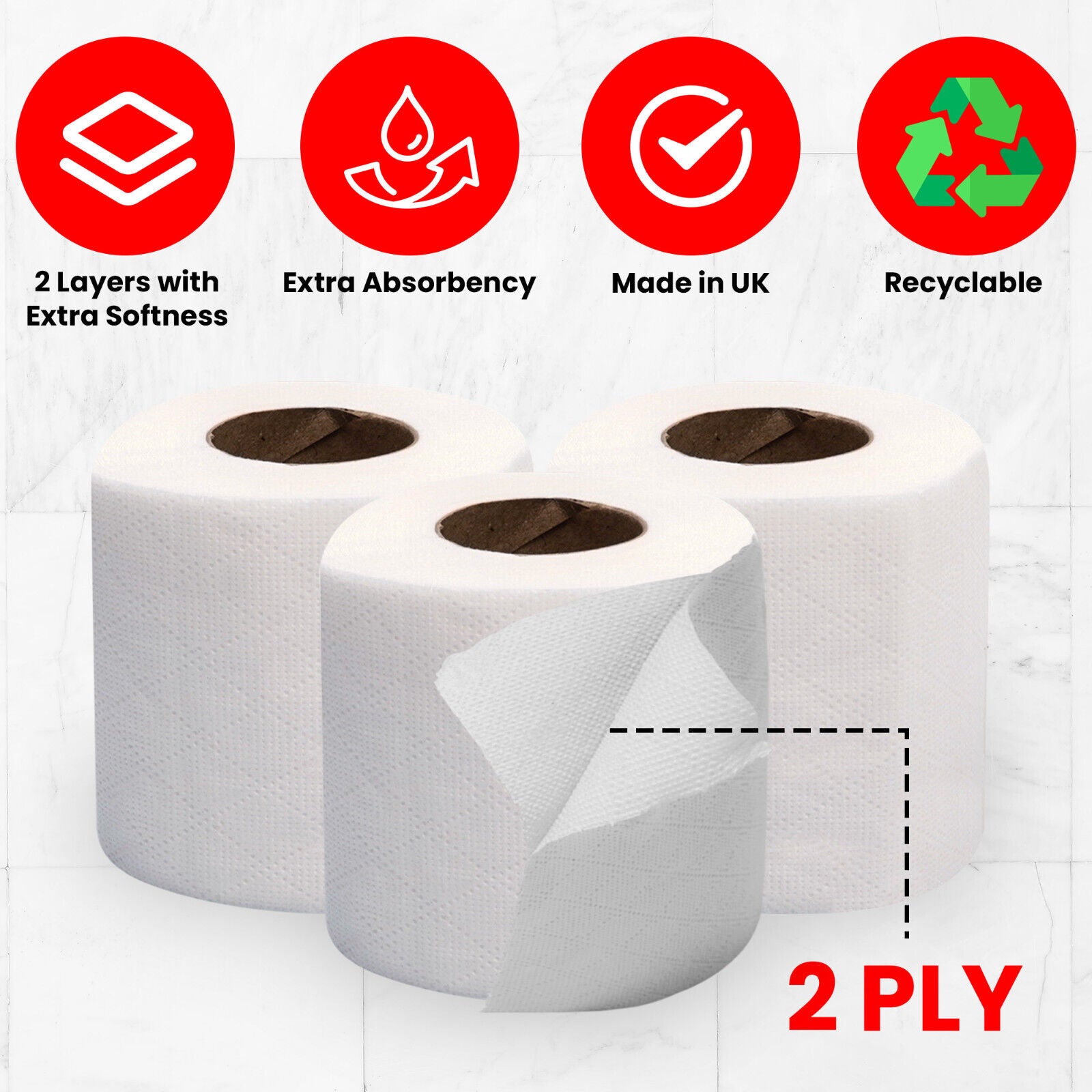 144 Toilet Rolls Bulk Buy 2Ply Quilted Embossed Soft Luxury Paper Tissue Roll