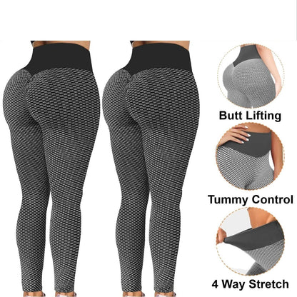 Women Yoga Pant Anti-Cellulite Bum Butt Leggings Push up Gym Leggings Pants UK